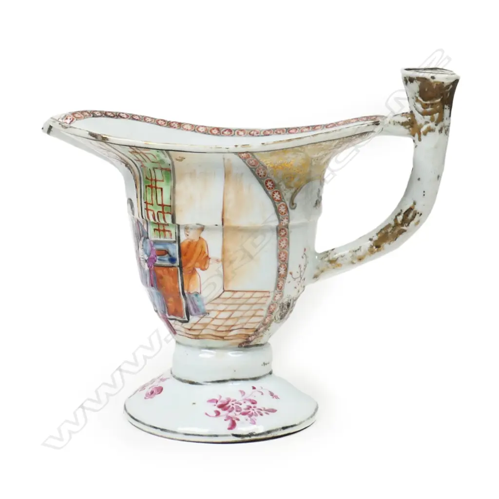 An 18thC Chinese export porcelain famille rose creamer, Qianlong (1736--1795), Image 1++