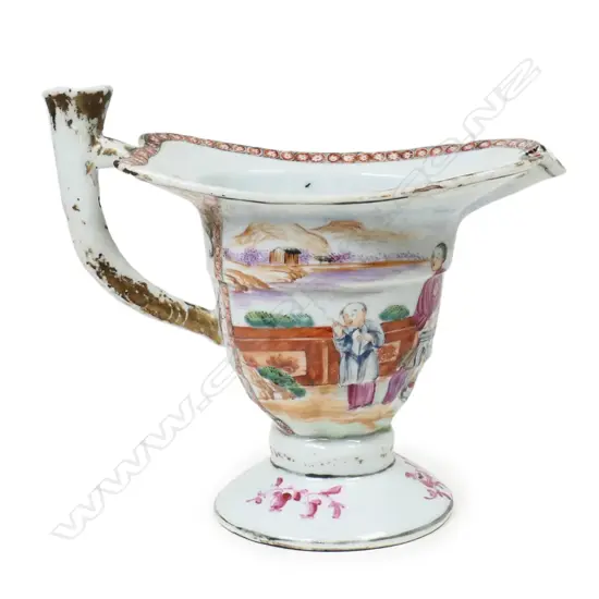 An 18thC Chinese export porcelain famille rose creamer, Qianlong (1736--1795),