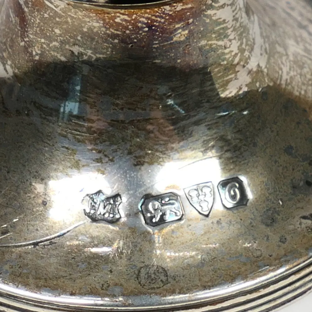 An early 20thC silver and blue glass sugar sifter, Image 1++