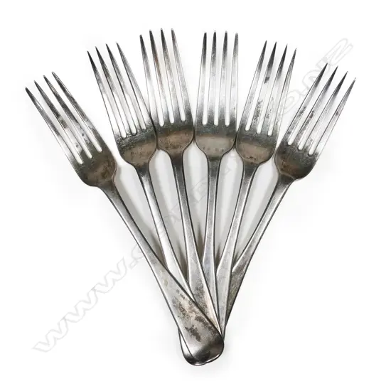 Six William IV silver dinner forks,