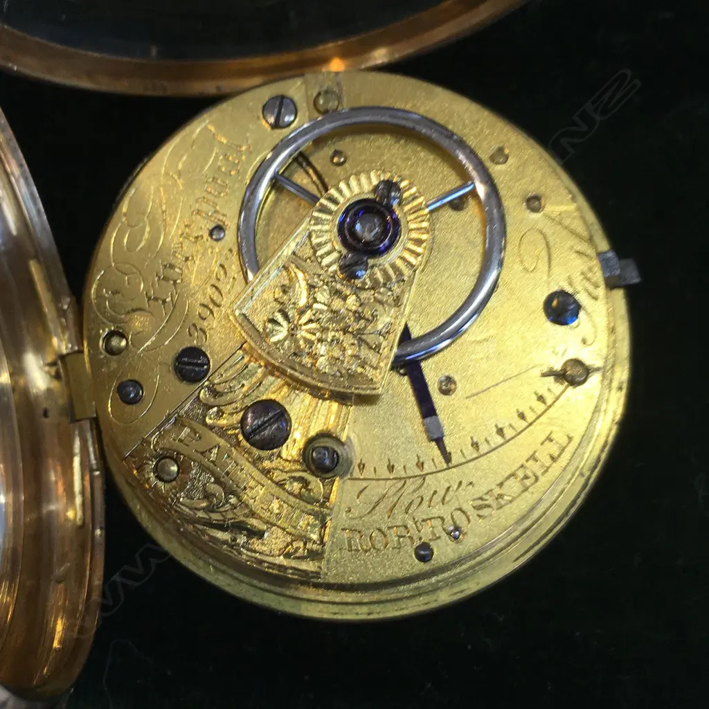 A George III 18ct gold cased open face pocket watch by Robert Roskell, Liverpool, Image 1++