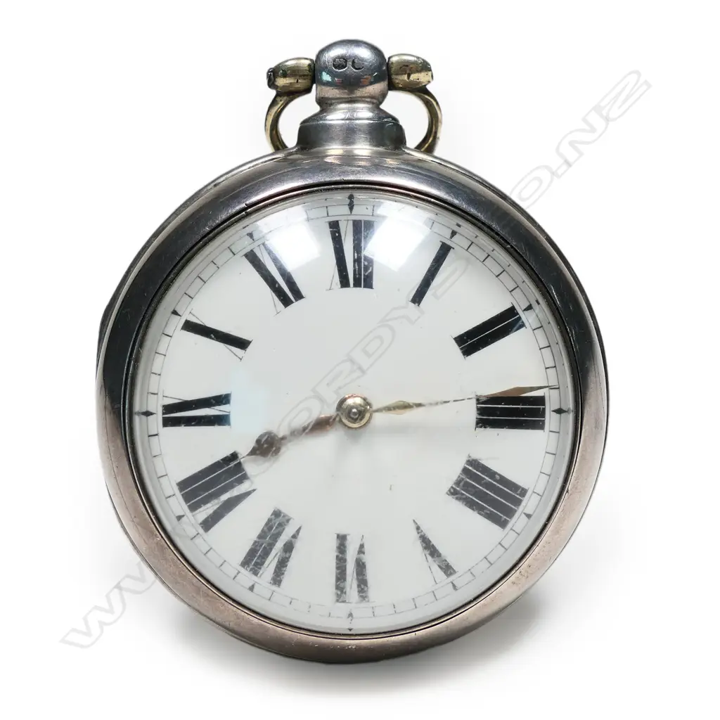 An antique silver pair case watch by Samuel Sharpe, Retford Image 1++