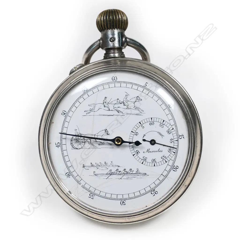 A rare Swiss made double-sided pocket watch /stopwatch c.1900s, Image 1++