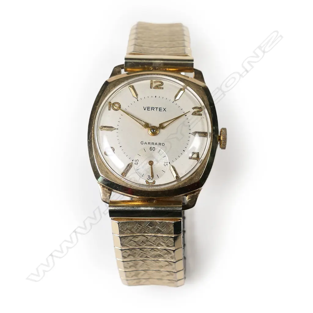 A Vertex 'Revue' 9ct gold cased wristwatch retailed by Garrard's Image 1++