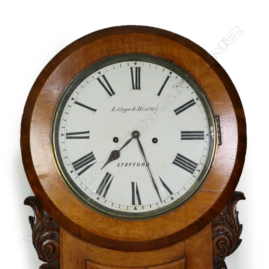 A large 19thC Lithgoe & Bentley of Stafford "Act of Parliament" type wall clock, Image 1++
