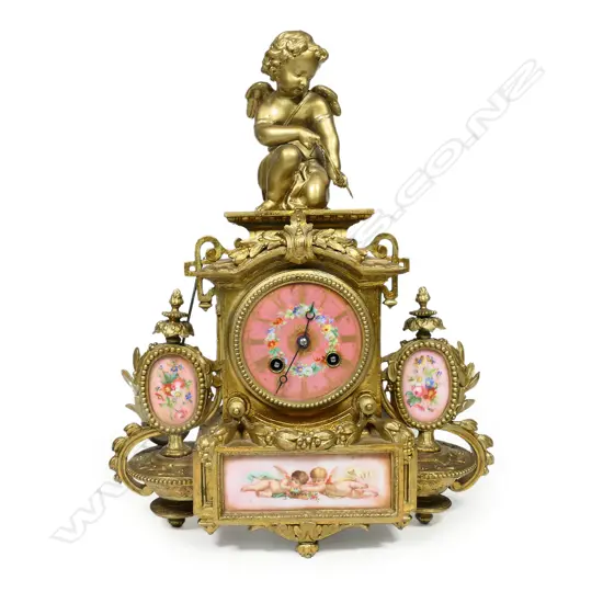 A 19thC French decorative gilt metal mantel clock,
