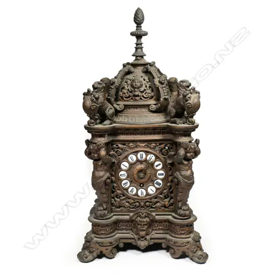 A fancy 19thC European bronzed spelter bracket clock,