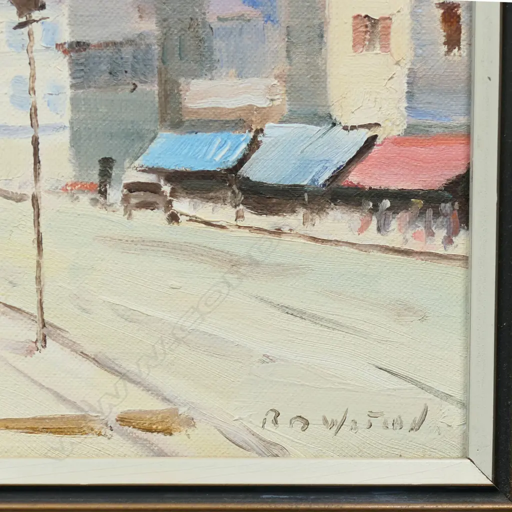 Robert B Watson (1911-2003), "Left Bank, Paris, (The Book Stall)', oil on board, signed, entitled verso. 190 x 240mm. Image 1++