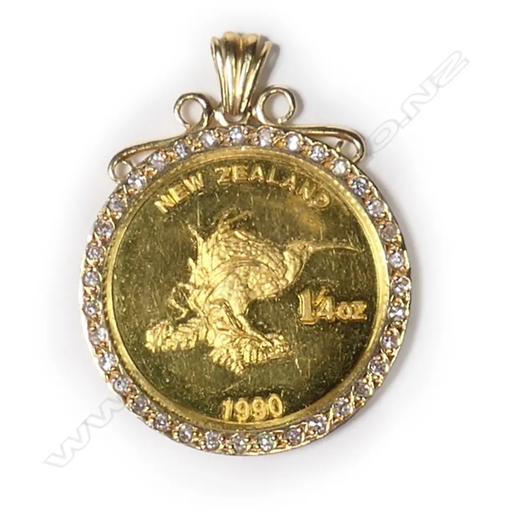 A  NZ 1990 ¼oz .9999 pure gold coin, Image 1++
