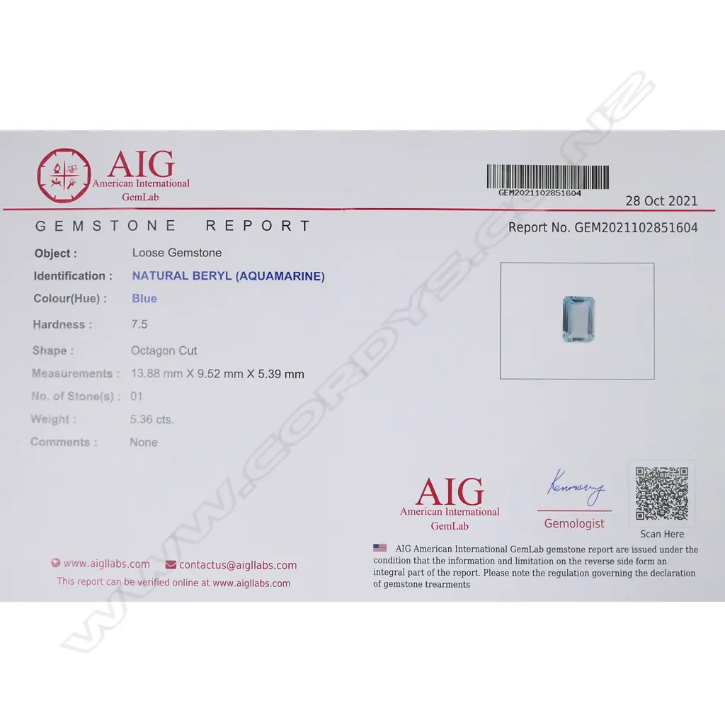 A loose aquamarine gemstone, Image 1++