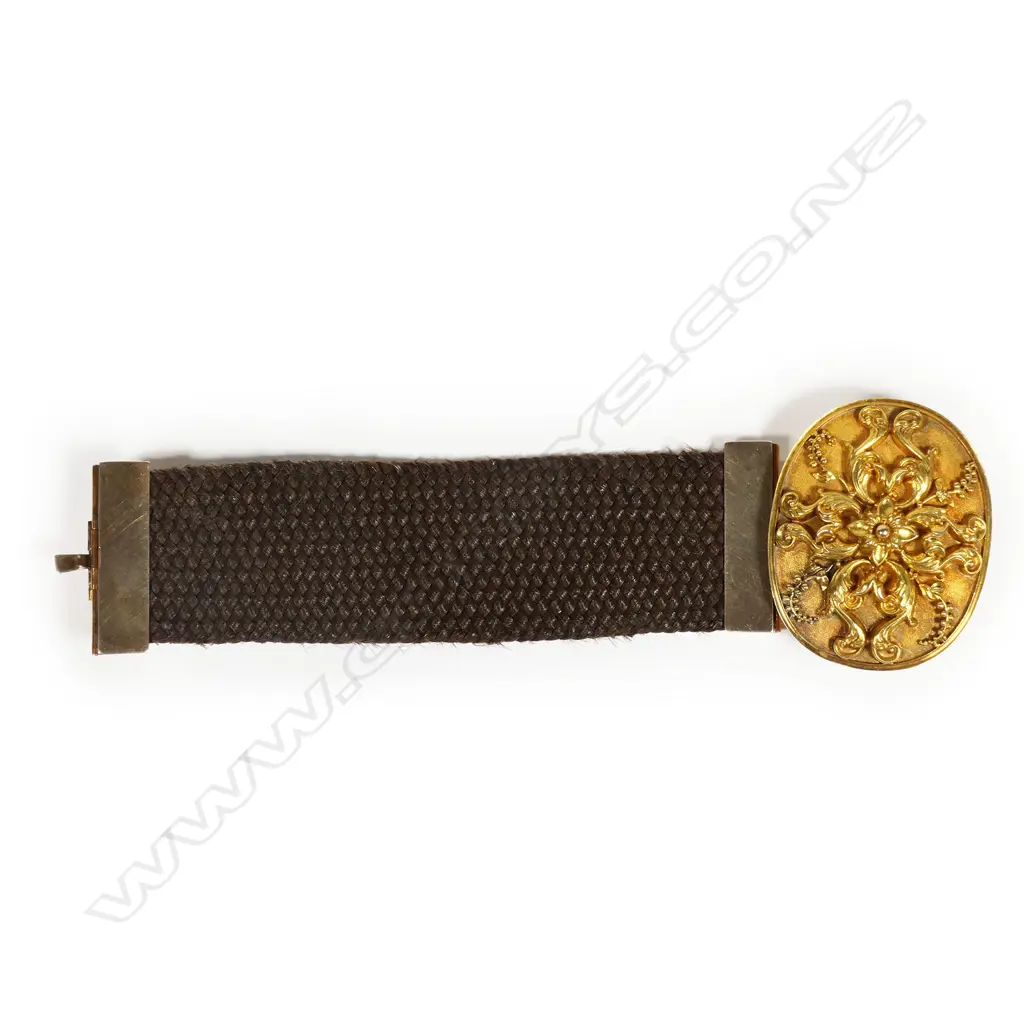 An outstanding Georgian memorial bracelet set with a gold locket portrait miniature Image 1++