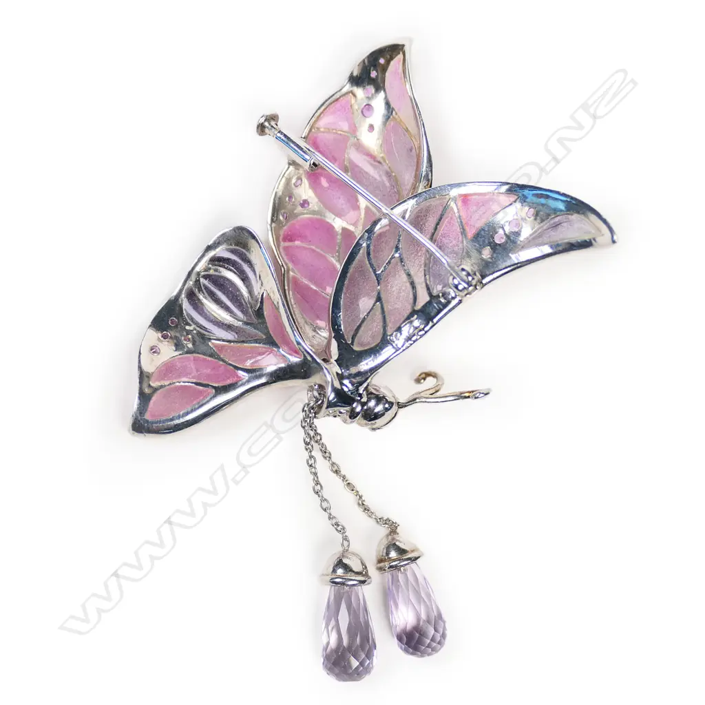 A Scottish silver enamel and diamond set butterfly, Image 1++