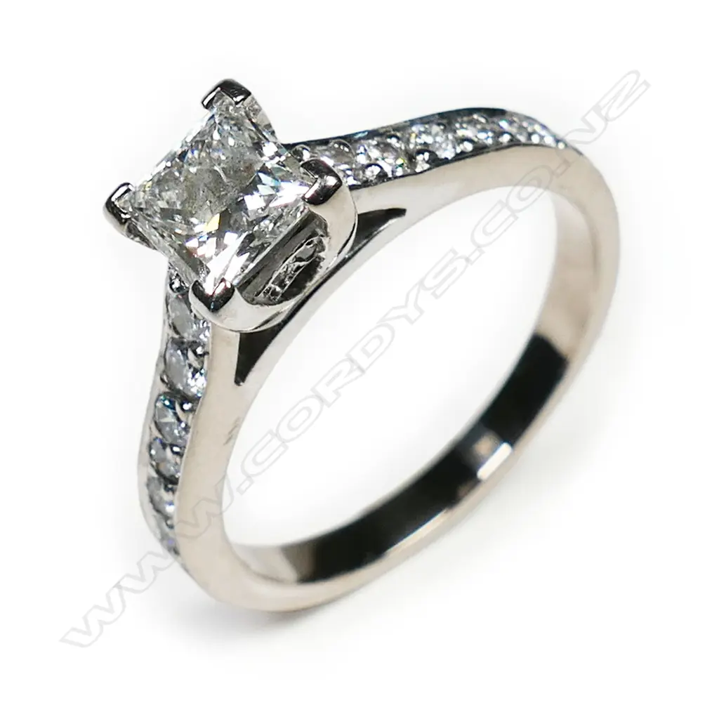An 18ct white gold and diamond solitaire ring, Image 1++