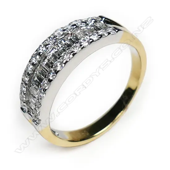 An 18ct yellow and white gold diamond ring,