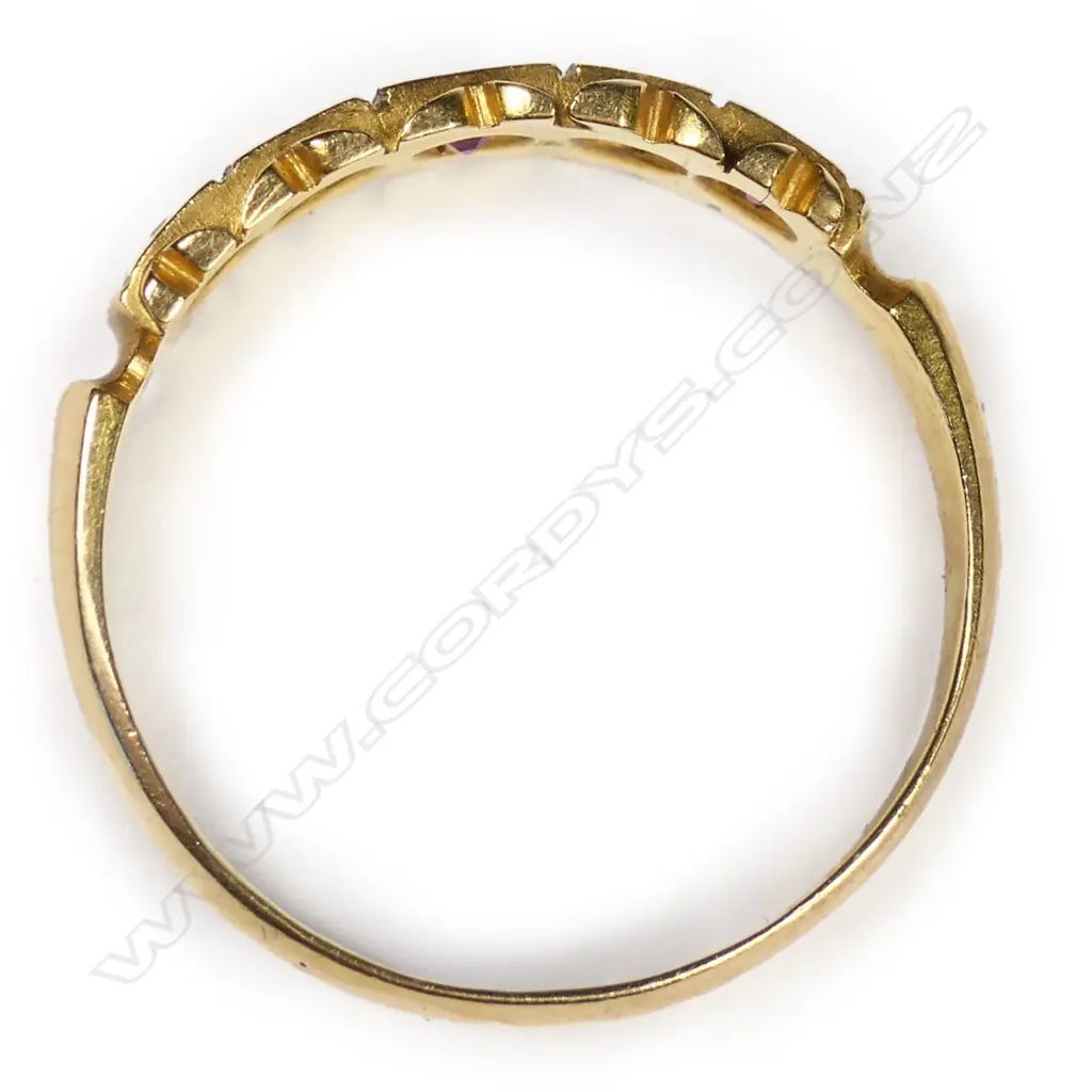 A Victorian 18ct gold ruby and diamond band ring, Image 1++