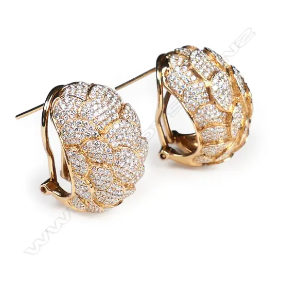 A pair of 18ct rose gold and diamond set earrings,