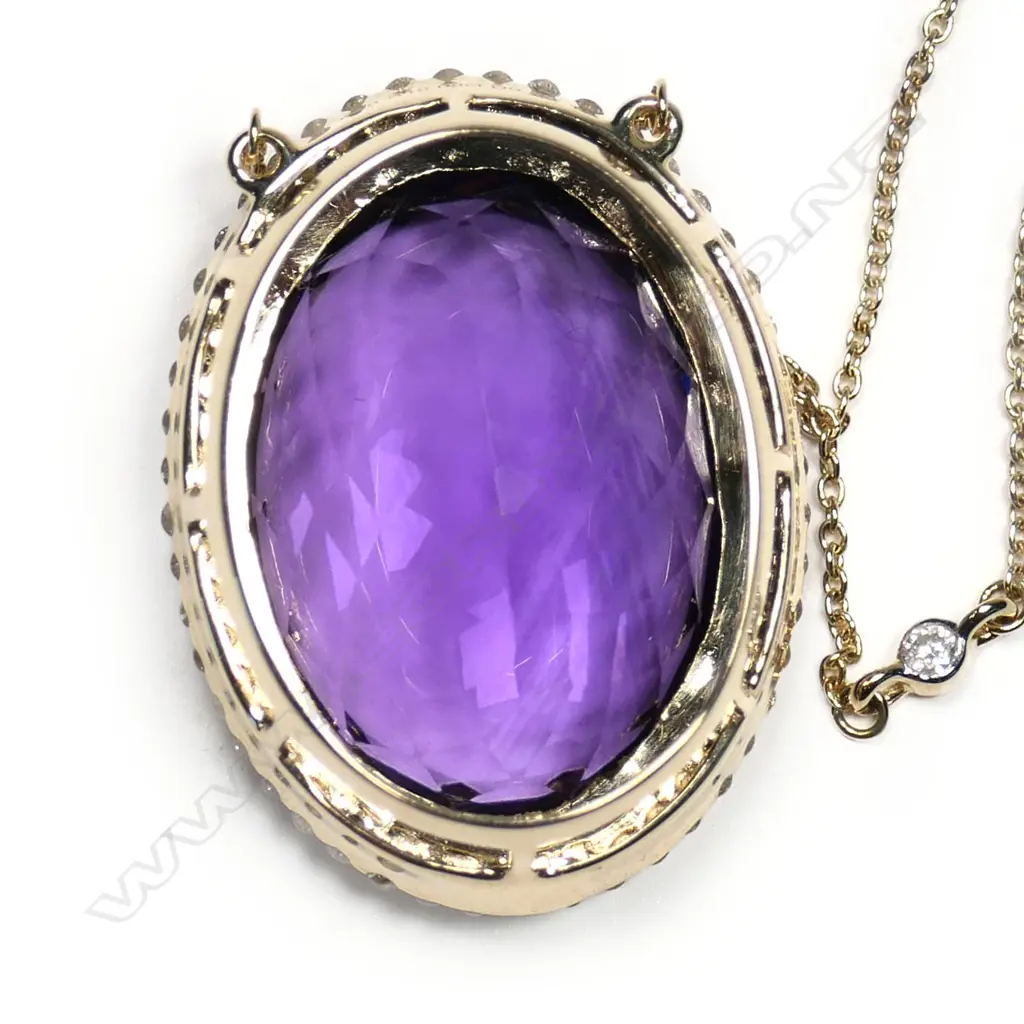 A 14ct gold, amethyst and diamond statement necklace, Image 1++