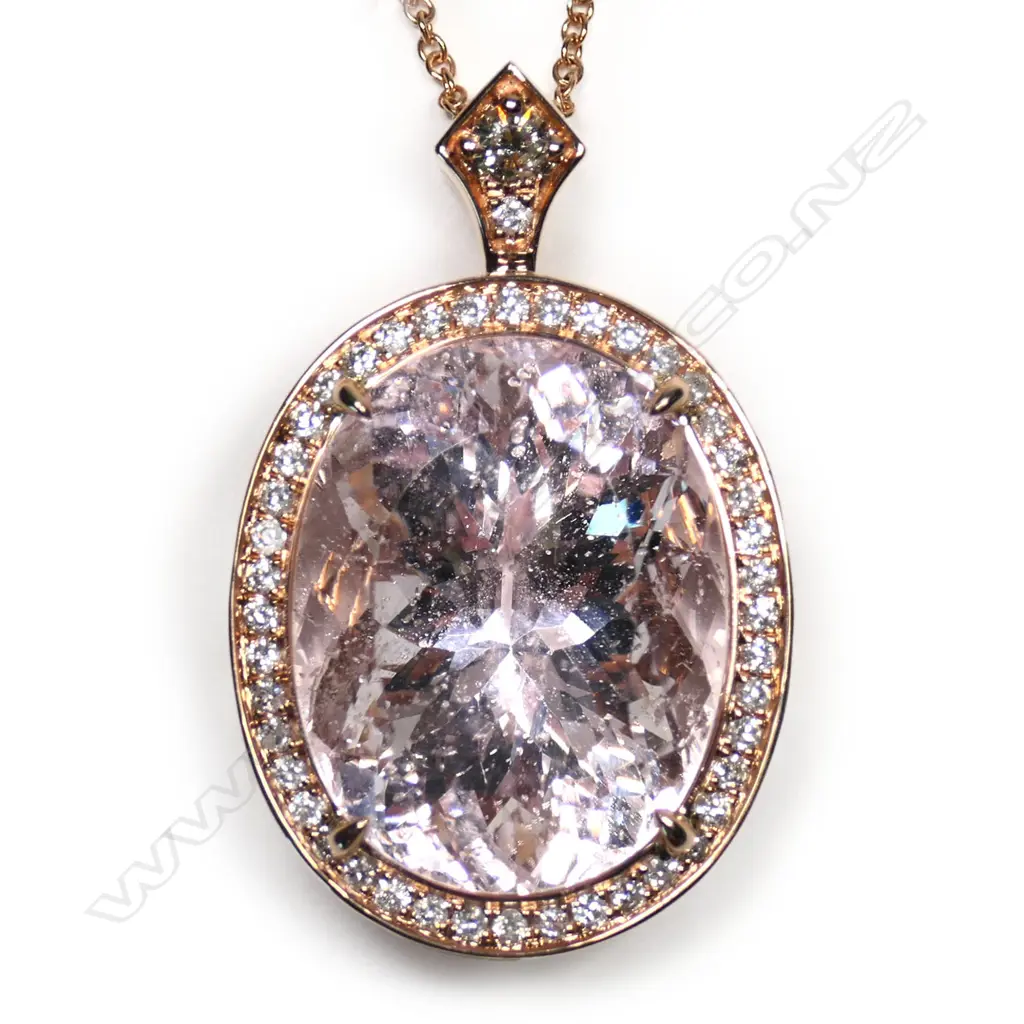 A 14ct rose gold, kunzite and diamond statement necklace, Image 1++