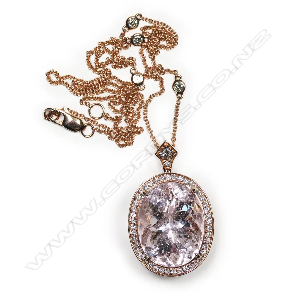 A 14ct rose gold, kunzite and diamond statement necklace, Image 1++