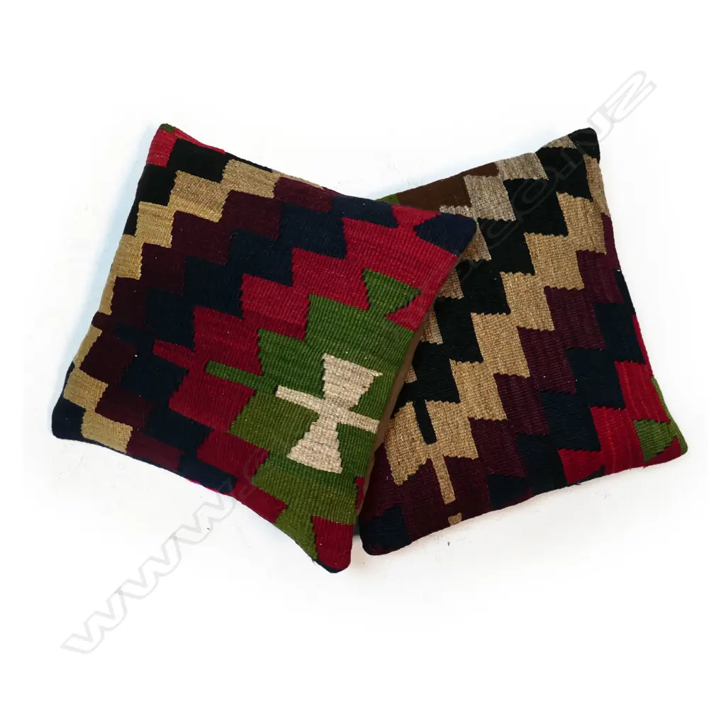 Two Turkish kilim faced scatter cushions, Image 1++