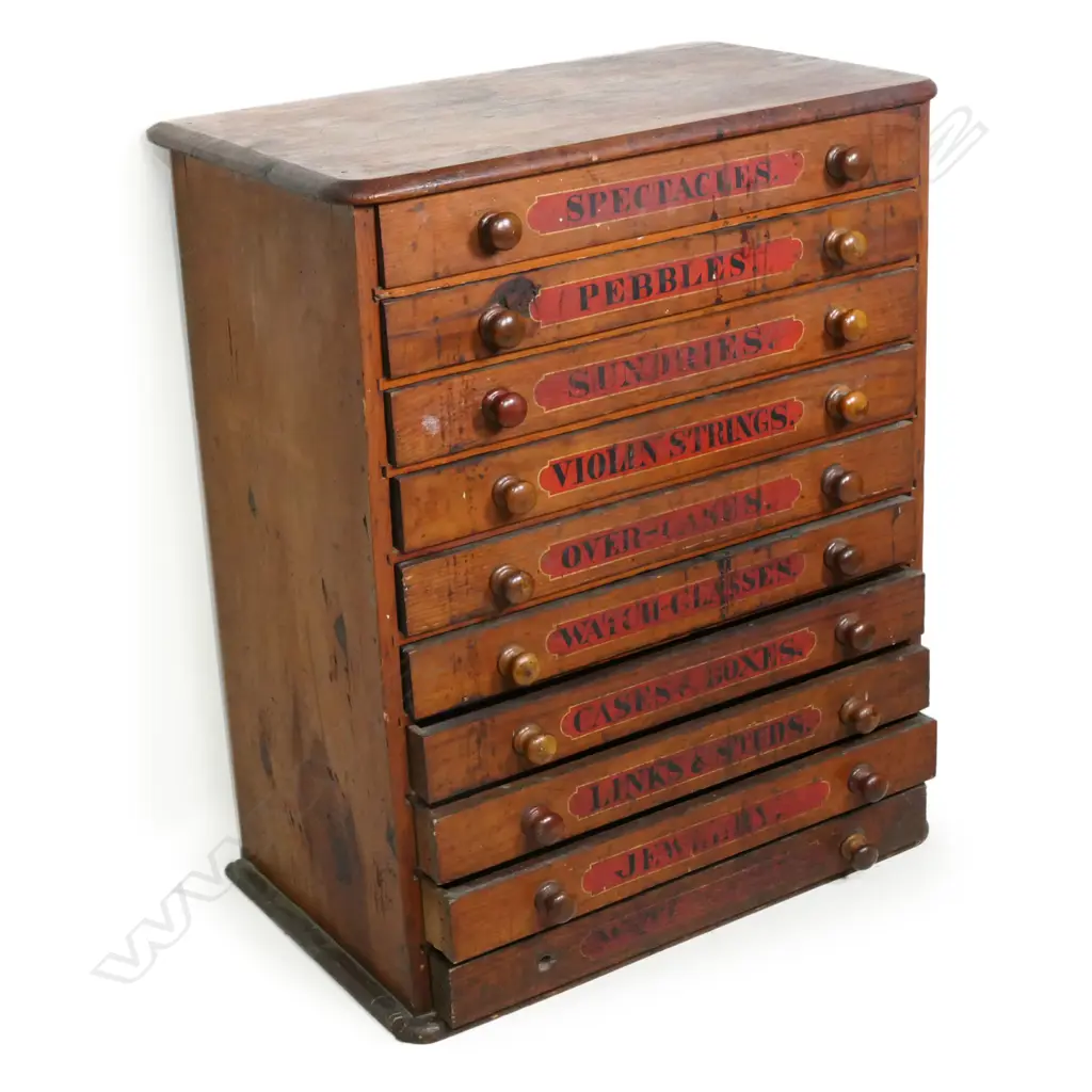 A late 19thC pine ‘General Store’ parts repair chest, Image 1++