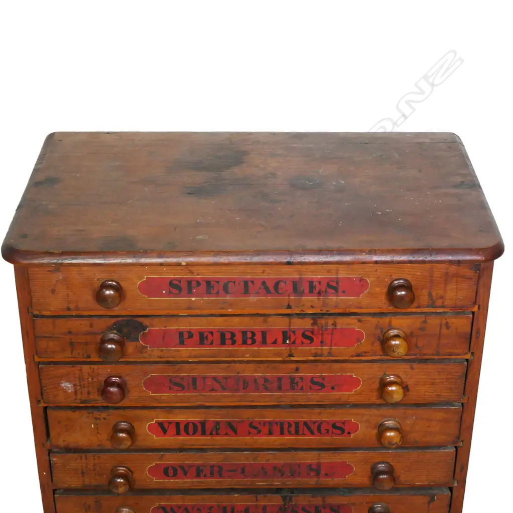 A late 19thC pine ‘General Store’ parts repair chest, Image 1++