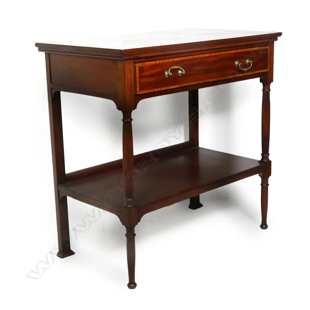 An Edwardian mahogany Sheraton revival side table, Image 1++