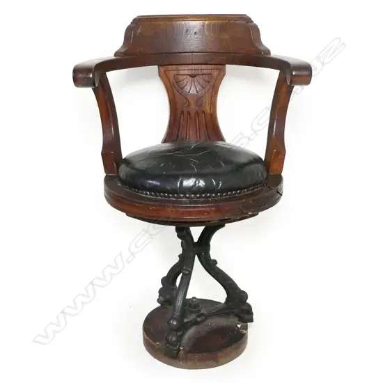 A c.1900  carved oak ship's salon chair,
