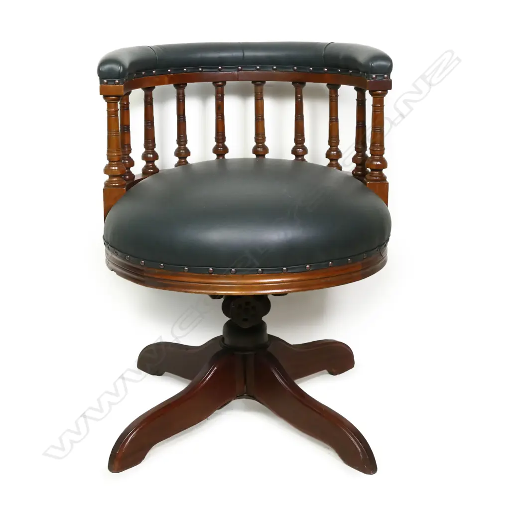 A c.1900  walnut spindle back desk chair, Image 1++