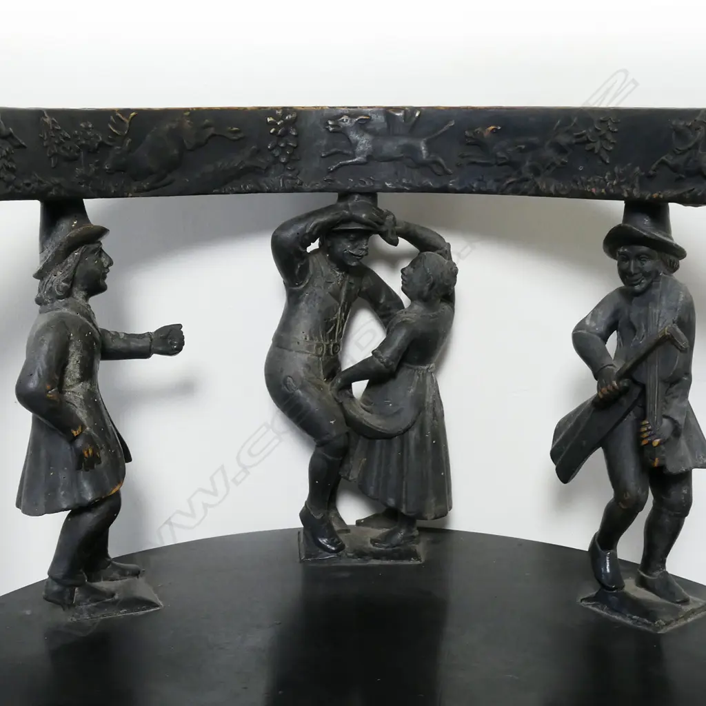 A 19thC European carved and ebonised figure back chair, Image 1++