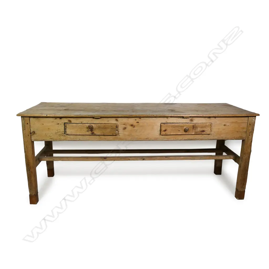 A 19thC large country pine kitchen preparation table, Image 1++