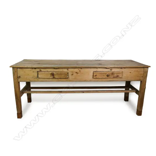 A 19thC large country pine kitchen preparation table,