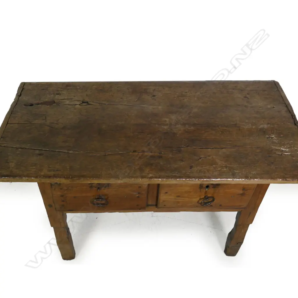 A 19thC European country primitive fruitwood side / preparation table, Image 1++