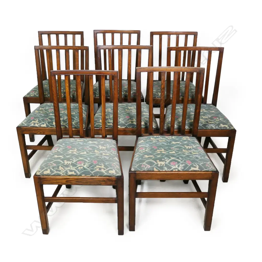 A set of eight Georgian oak Sheraton style dining chairs, Image 1++