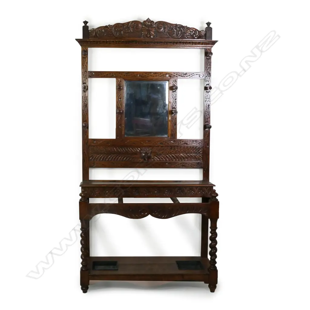 A large Victorian oak carved hall stand, Image 1++