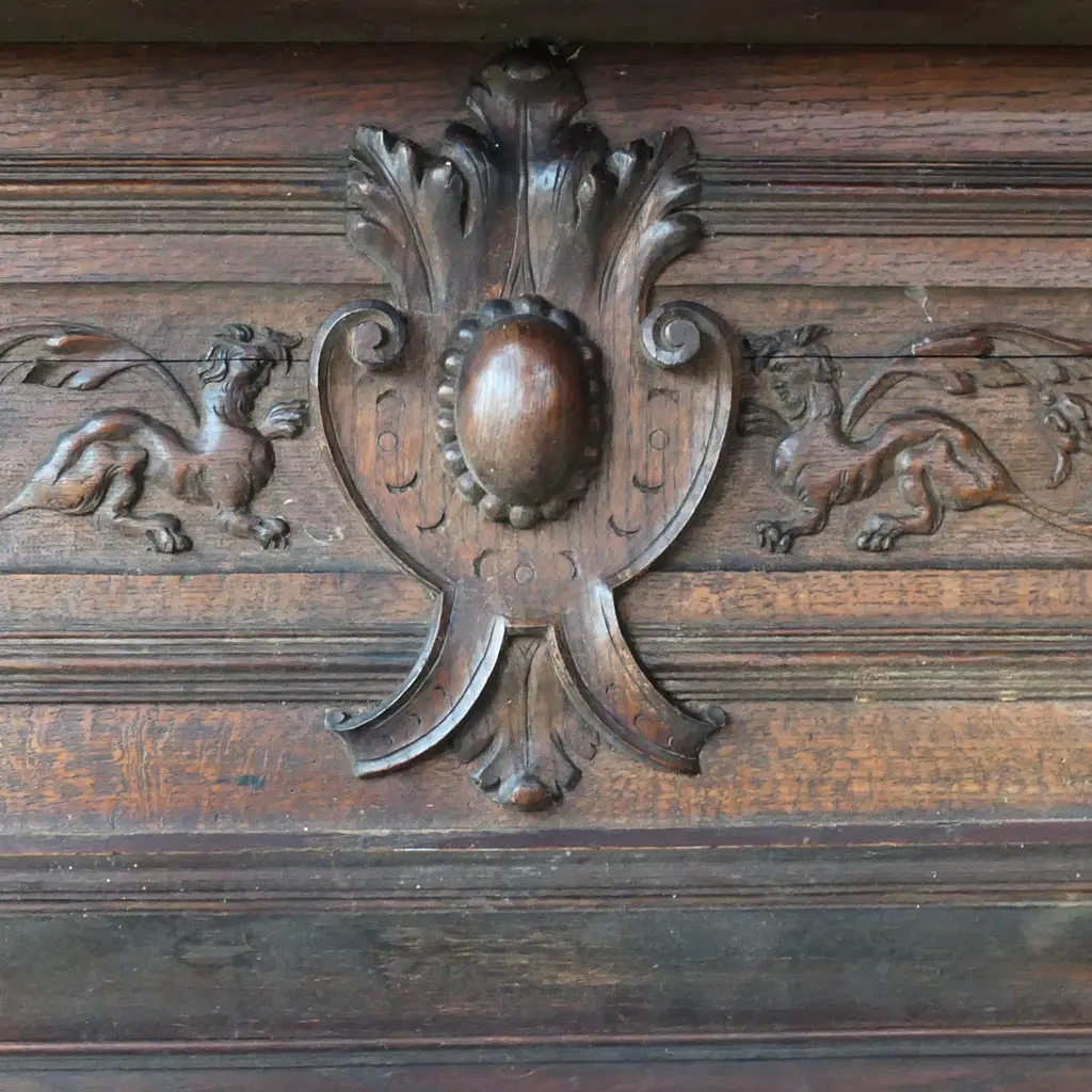 An impressive Victorian carved oak fireplace surround and over mantel, Image 1++