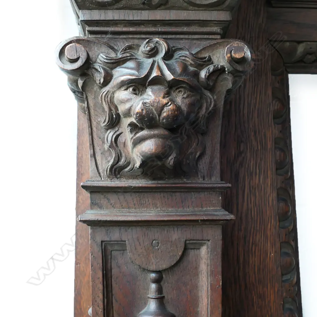 An impressive Victorian carved oak fireplace surround and over mantel, Image 1++
