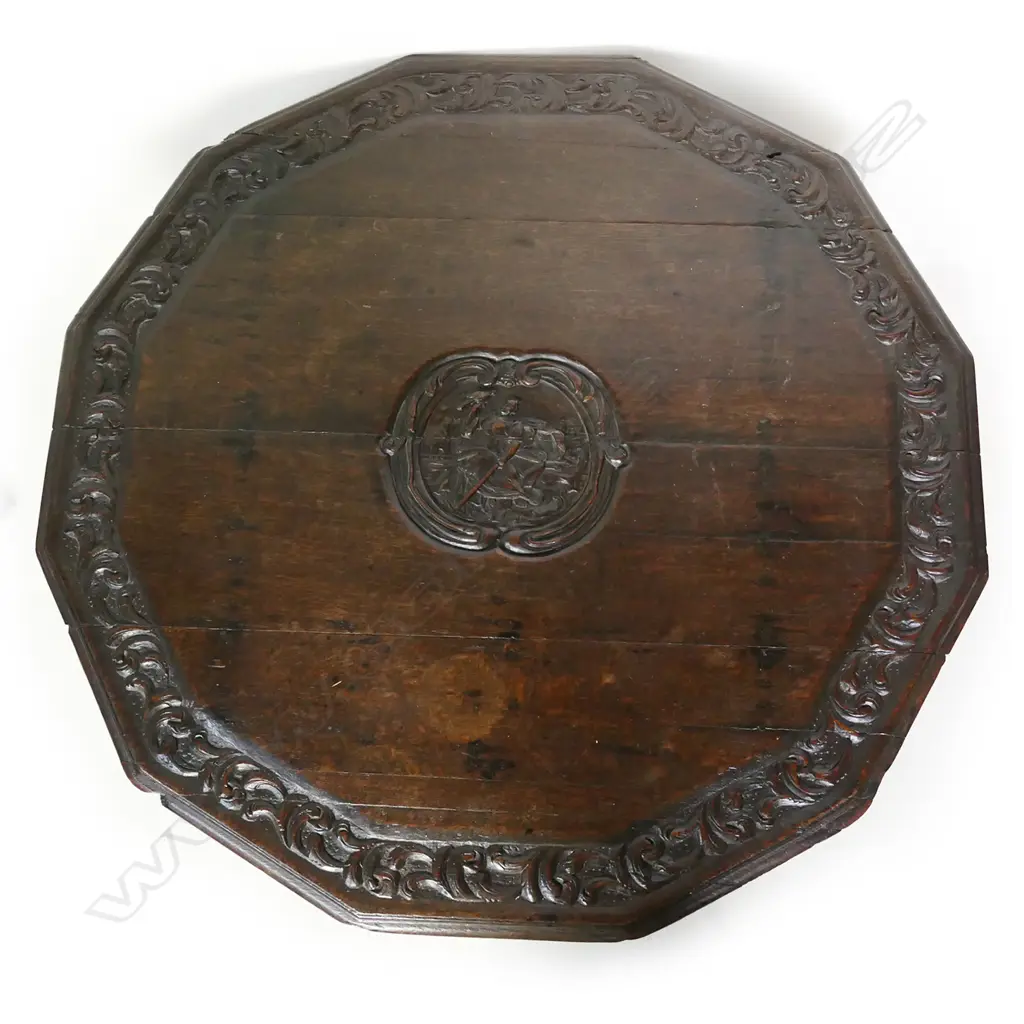 A 19thC oak Dutch vendage folding table, Image 1++