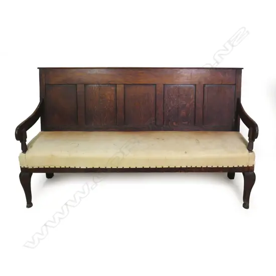 A George III oak long settle,