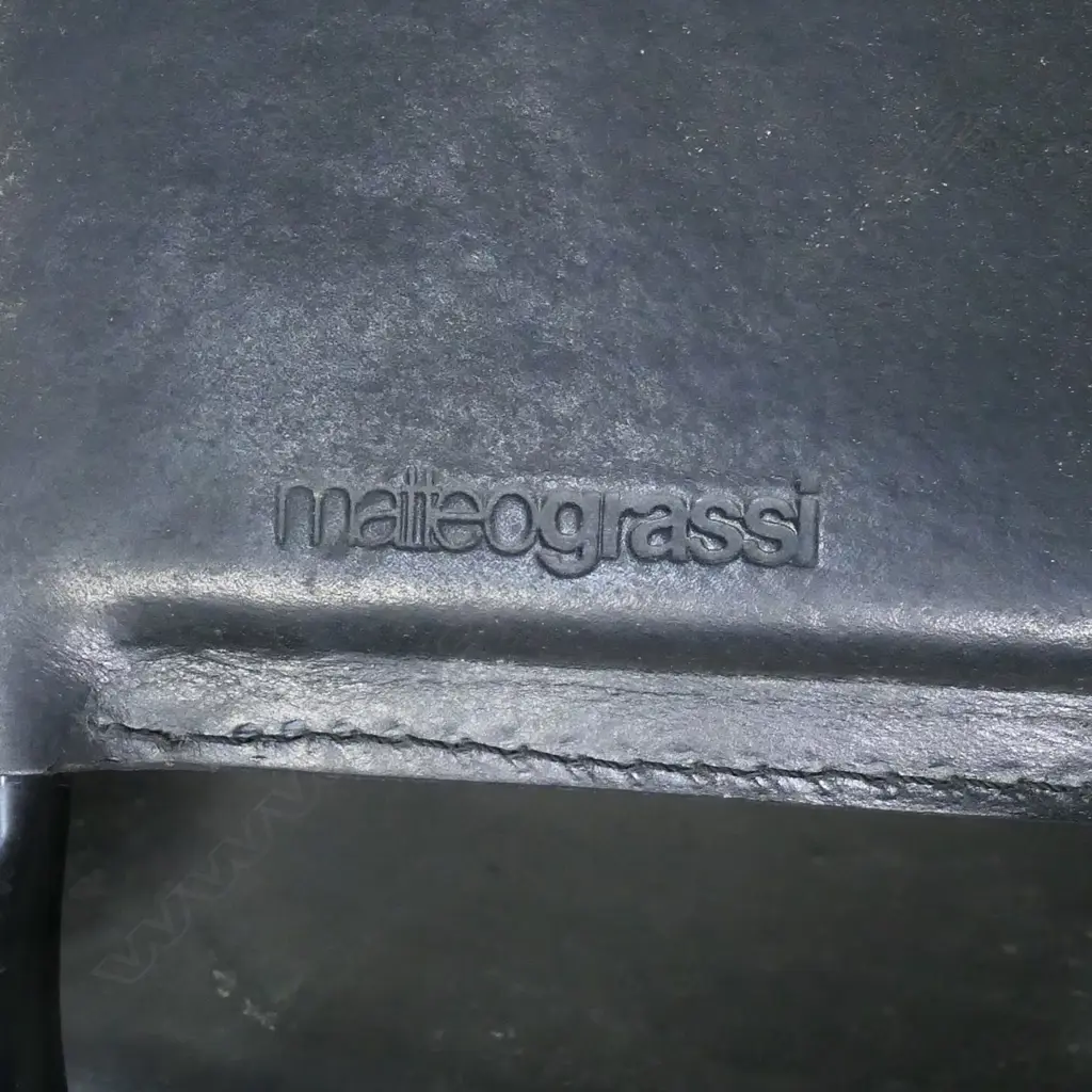 A set of ten vintage Matteo Grassi designer black leather and metal dining chairs, Image 1++