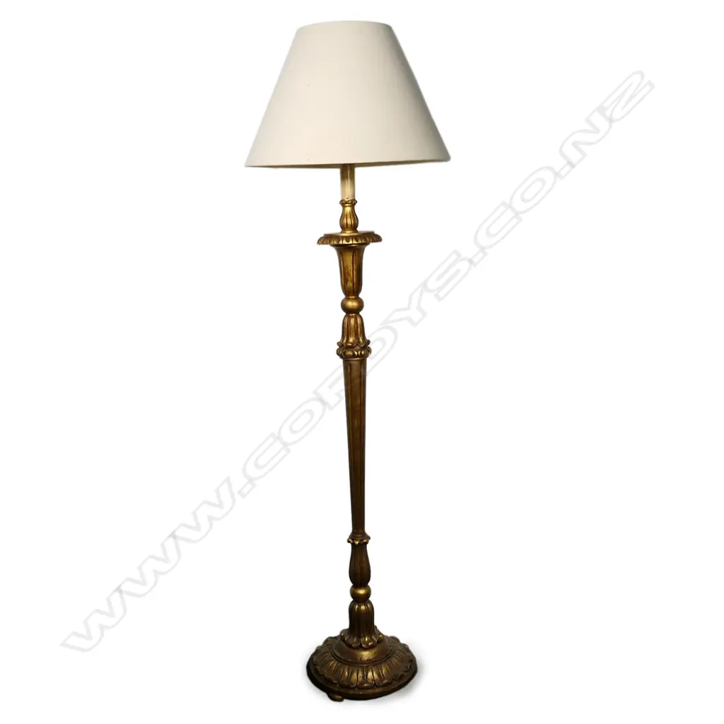 A slender Venetian giltwood torchere based standard lamp, Image 1++