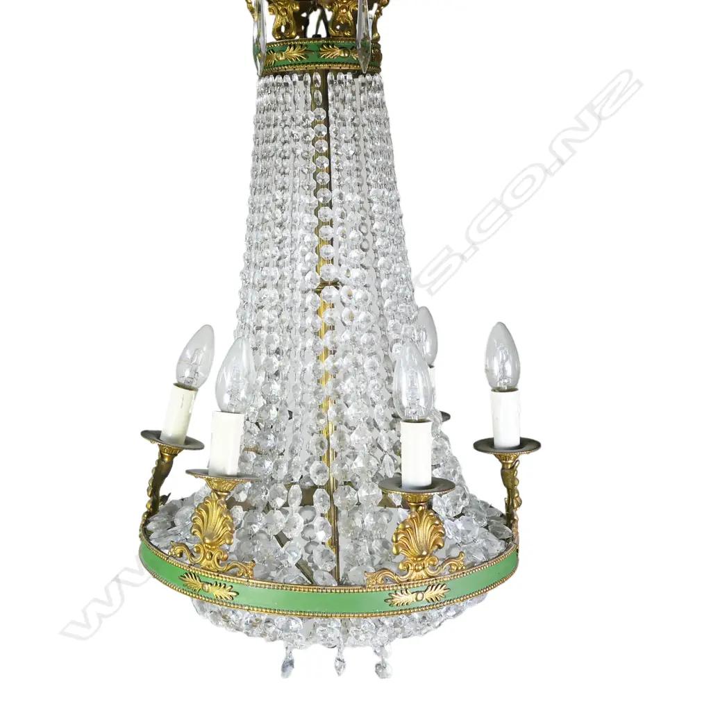 A vintage French crystal basket chandelier, Image 1++