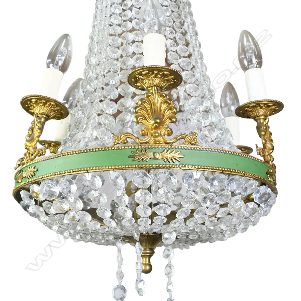 A vintage French crystal basket chandelier, Image 1++