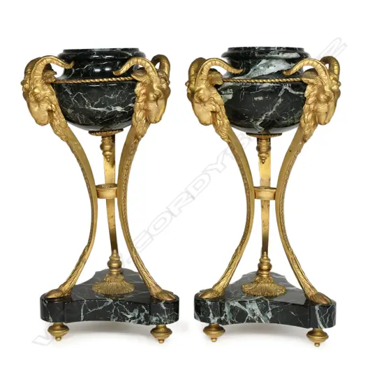 A pair of Louis XVI-style marble garniture urns, late 19th-early 20thC,