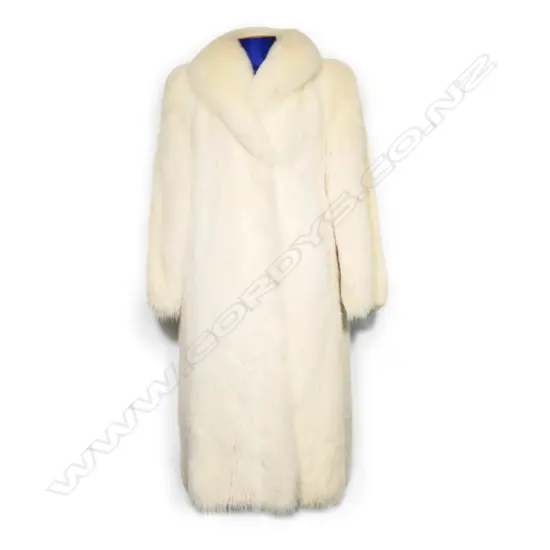 A luxurious full length Arctic fox fur coat,