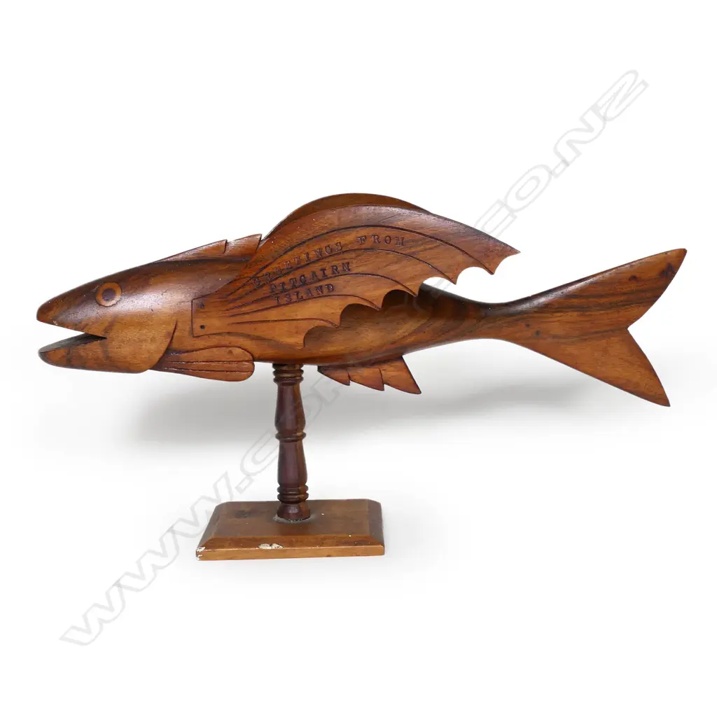 A vintage Pitcairn Island carved wood flying fish, Image 1++