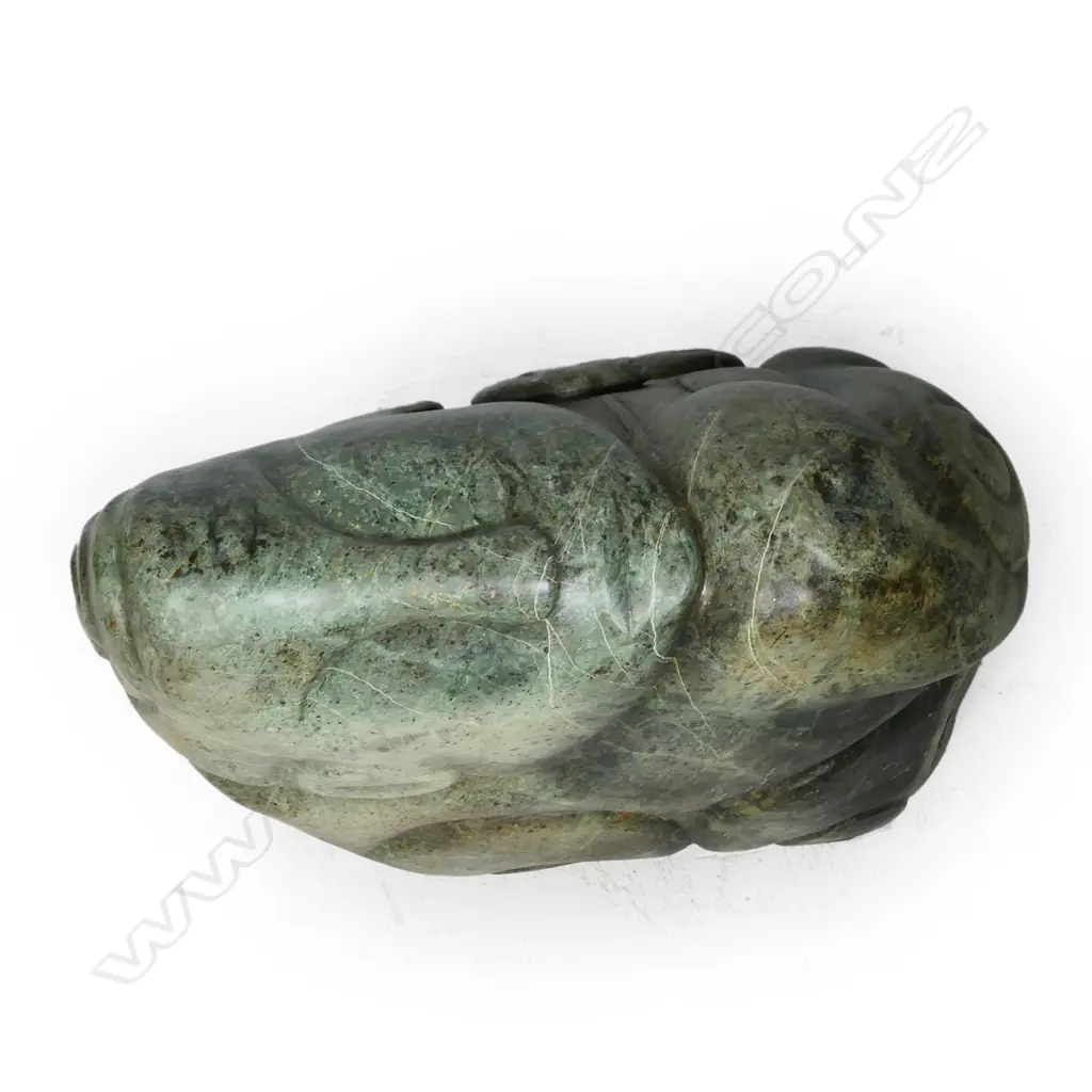 A large Māori figure carved pounamu boulder, Image 1++
