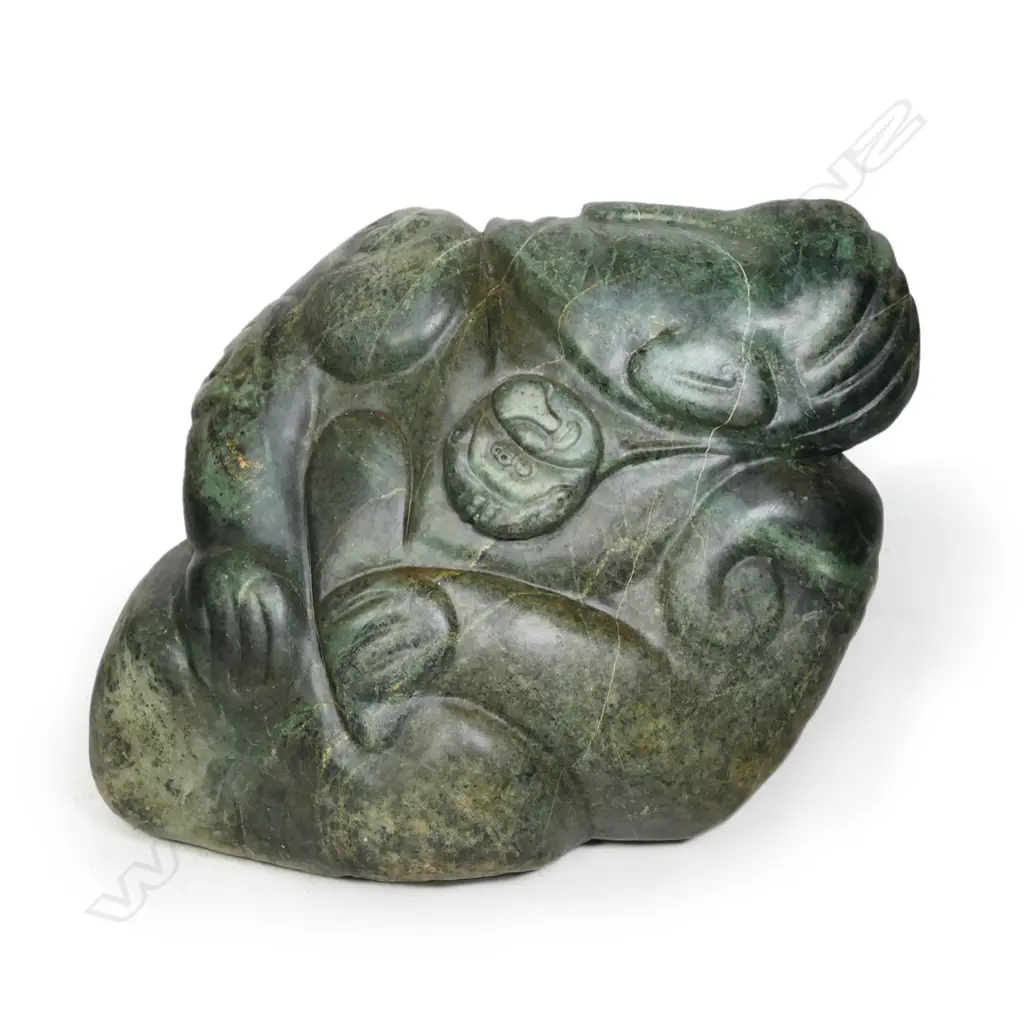 A large Māori figure carved pounamu boulder, Image 1++