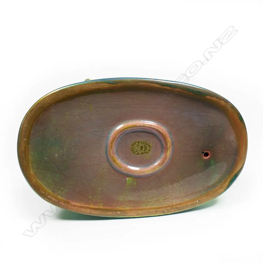 A Hungarian Zsolnay iridescent green glazed naked woman figure, Image 1++