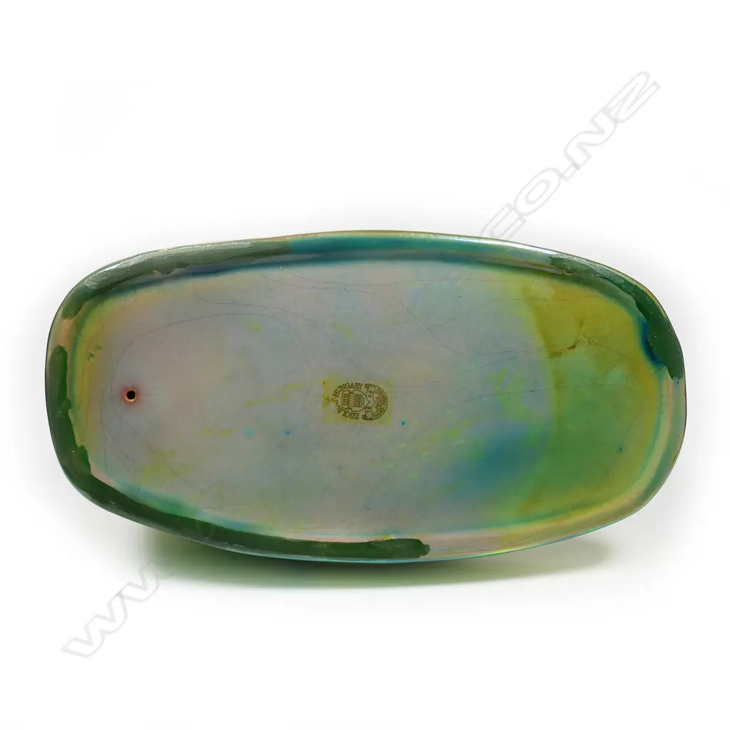 A Hungarian Zsolnay iridescent green glazed naked woman figure, Image 1++